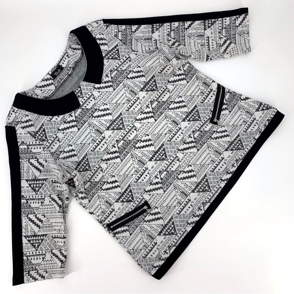 Bali White and Black Super Soft 3/4 Sleeve Sweater, XL